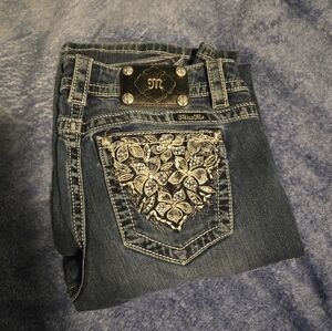 Miss Me Blue Boot Cut Jeans with Embellished Design